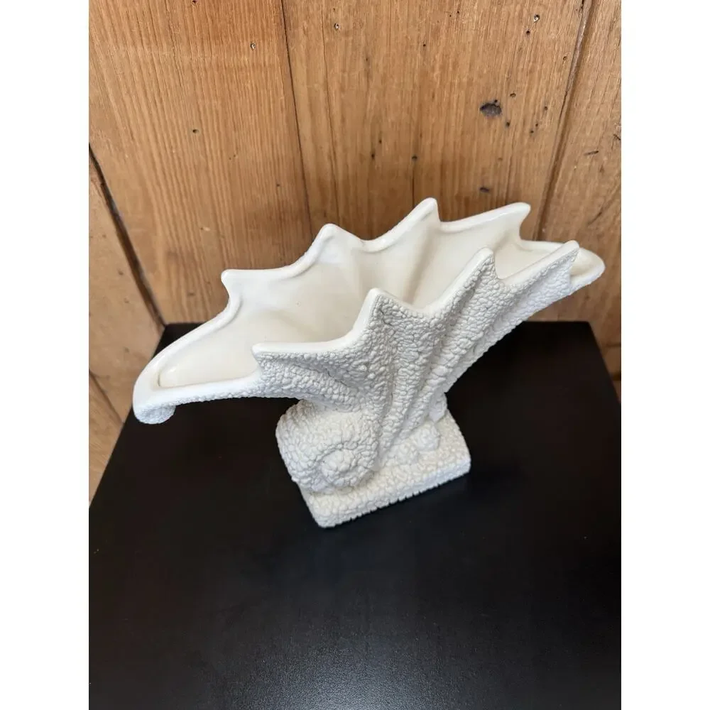 Vintage Royal Haeger Vase Nautical Shell Plantar Popcorn Texture Art Deco 1998